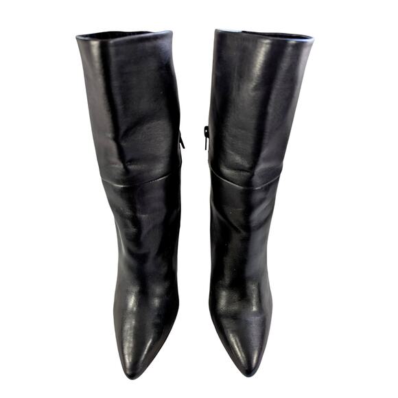 CHARLES DAVID! BLACK VEGAN LEATHER STILETTO, POINTY TOE, ZIP ANKLE BOOTS! SZ 8M - Picture 4 of 13